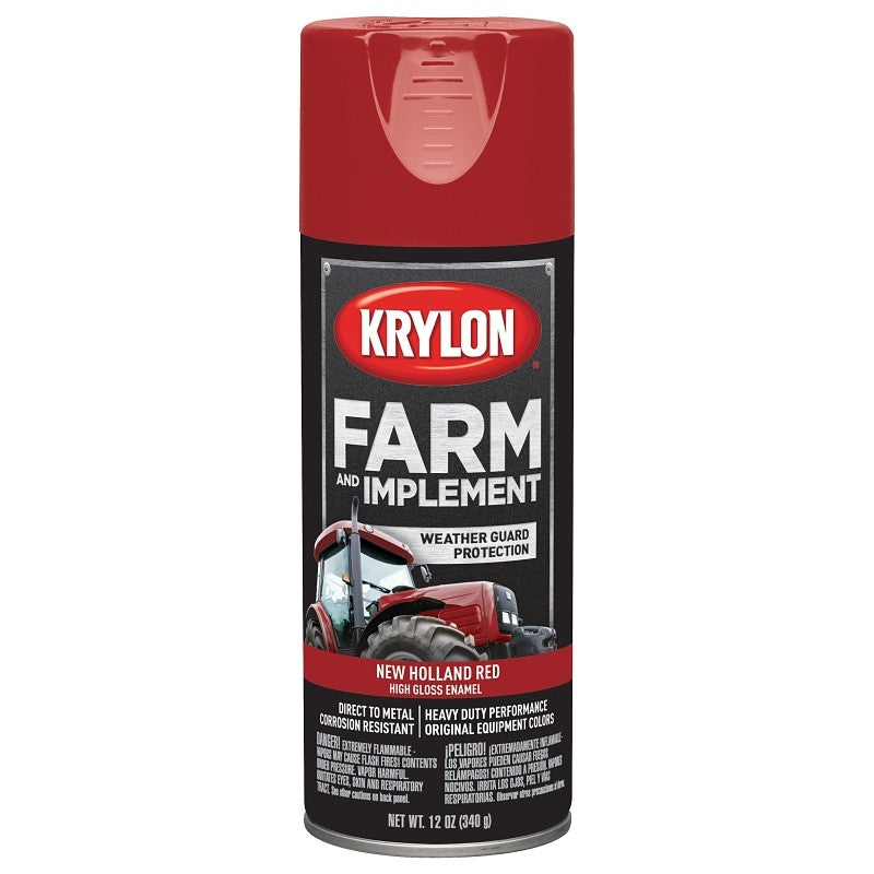 Krylon K01947000 Farm Equipment Spray, High-Gloss, New Holland Red, 12 oz (Pack of 6)