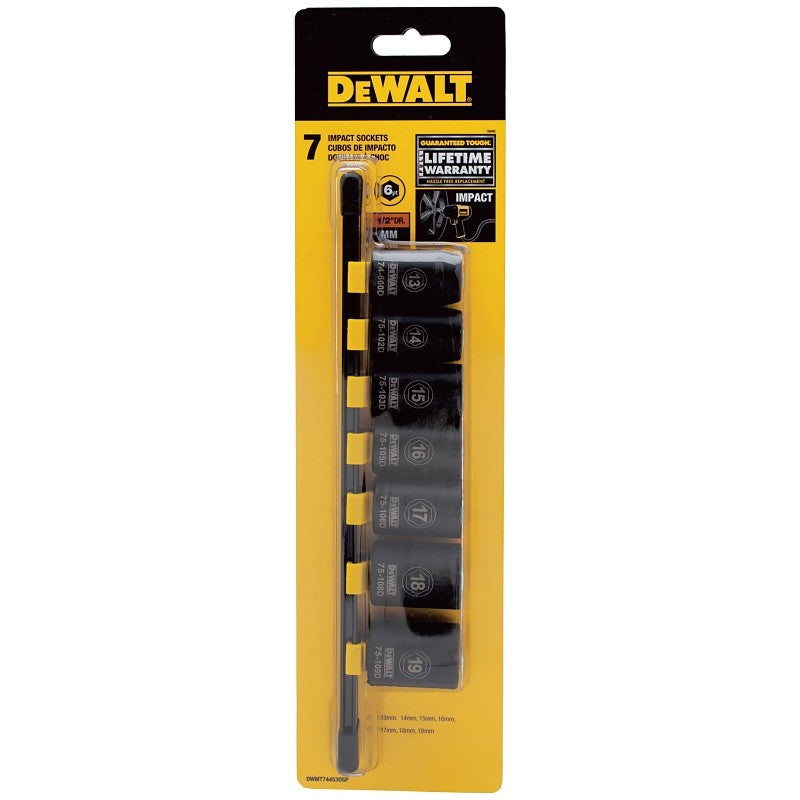 DEWALT DWMT74453OSP Series Socket Set, Includes: 13 mm, 14 mm, 15 mm, 17 mm, 18 mm, 19 mm Sockets