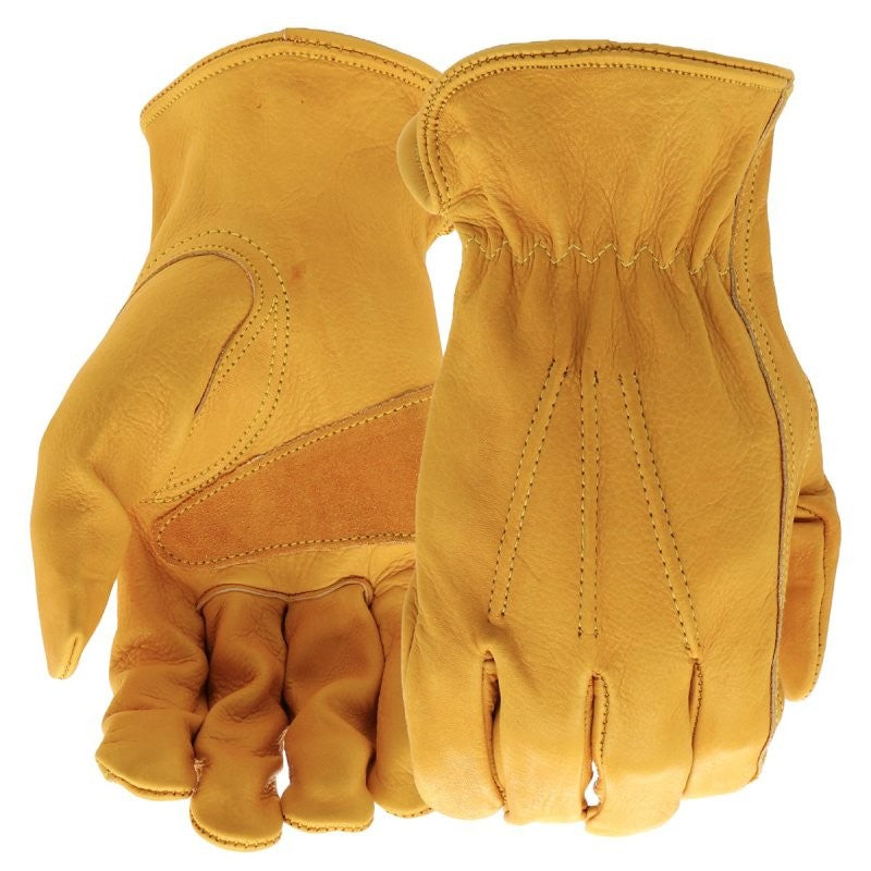 Boss B81001-2XL Work Gloves, Men's, 2XL, Keystone Thumb, Slip-On Cuff, Cowhide Leather, Natural