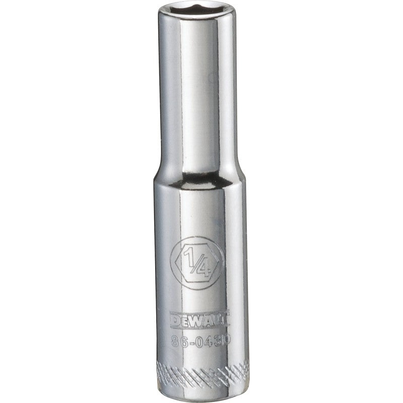 DEWALT DWMT86043OSP Drive Socket, 1/4 in Socket, 1/4 in Drive, 6-Point, Vanadium Steel, Polished Chrome