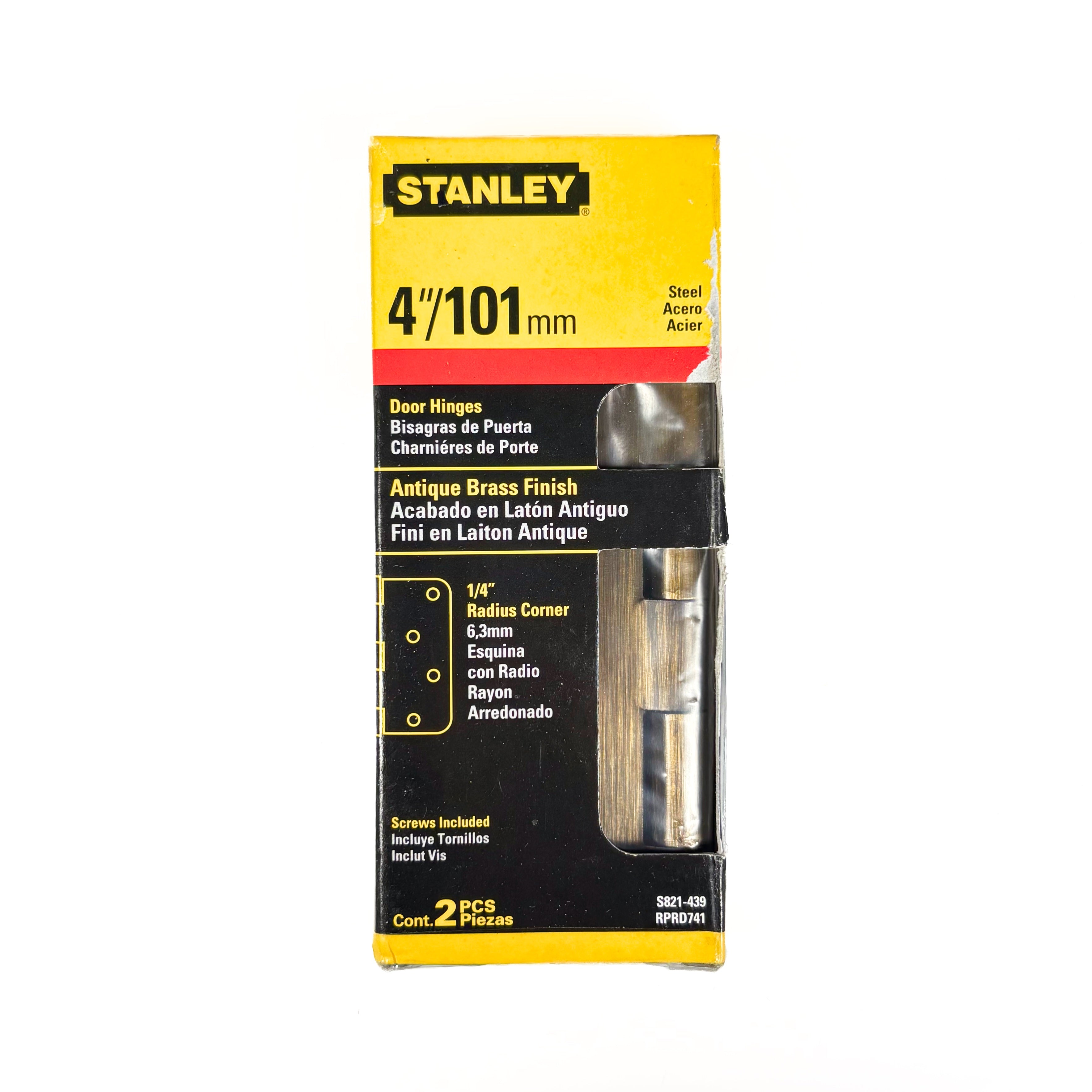Door Hinges 4 Inch 1/4 Radius Antique Brass 2 Pack