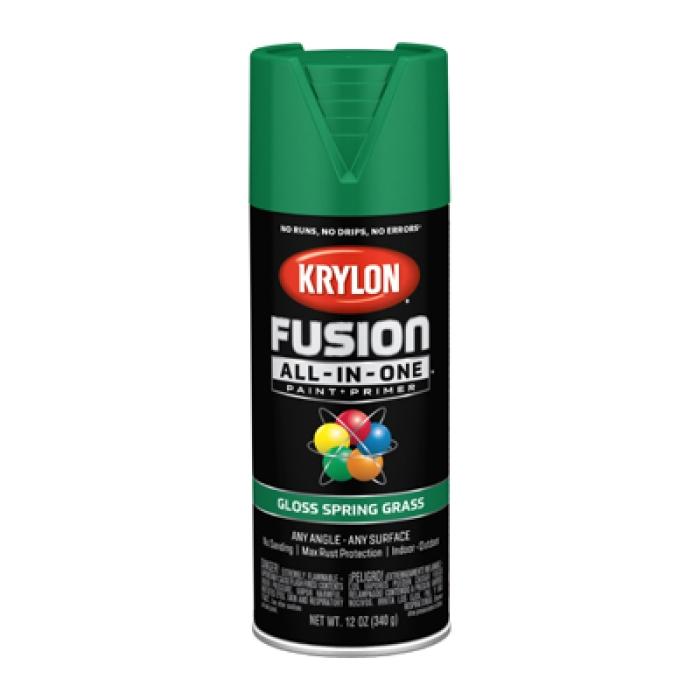 Krylon K02724007 Spray Paint, 12 oz Can, 25 sq-ft Coverage Area, Acrylic Base, Gloss, Spring Grass, Exterior, Interior