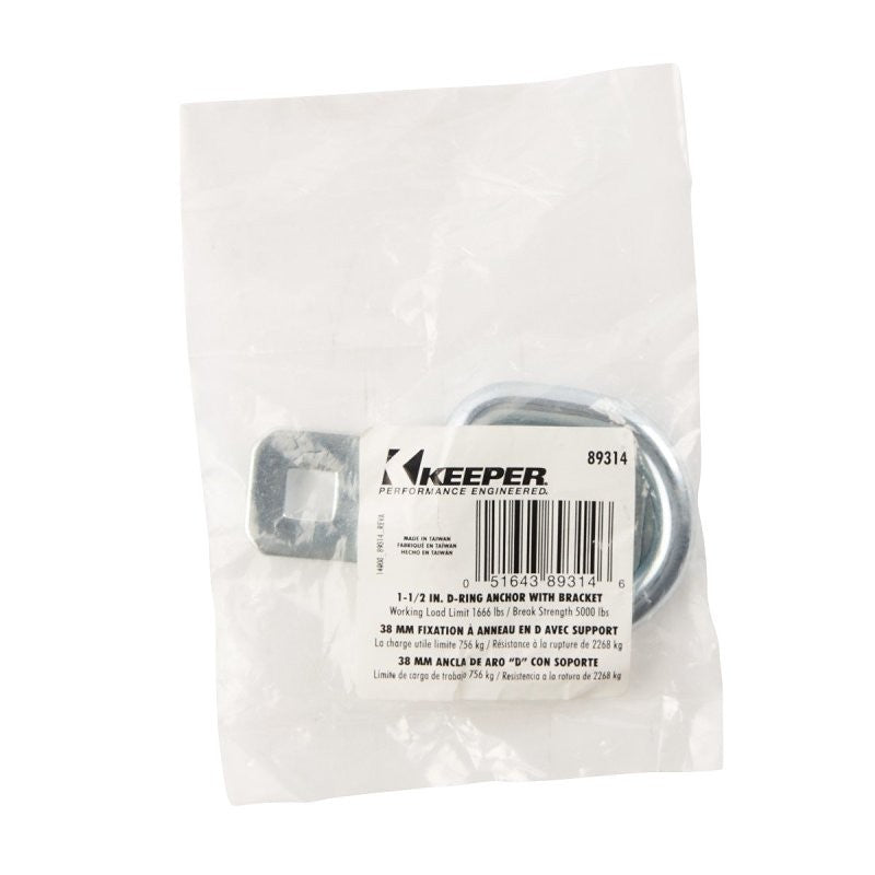 Keeper 89314-12C D-Ring with Bracket, Silver