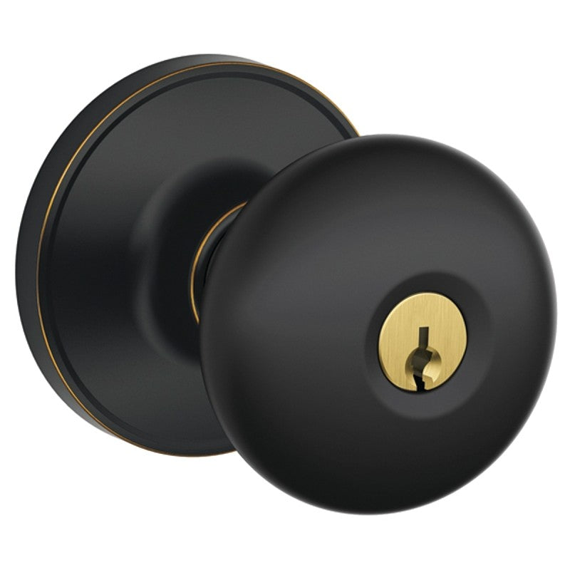 Schlage Stratus Series J54 STR 716 Entry Knob, Knob Handle, Aged Bronze, Metal, C Keyway, Residential, 3 Grade