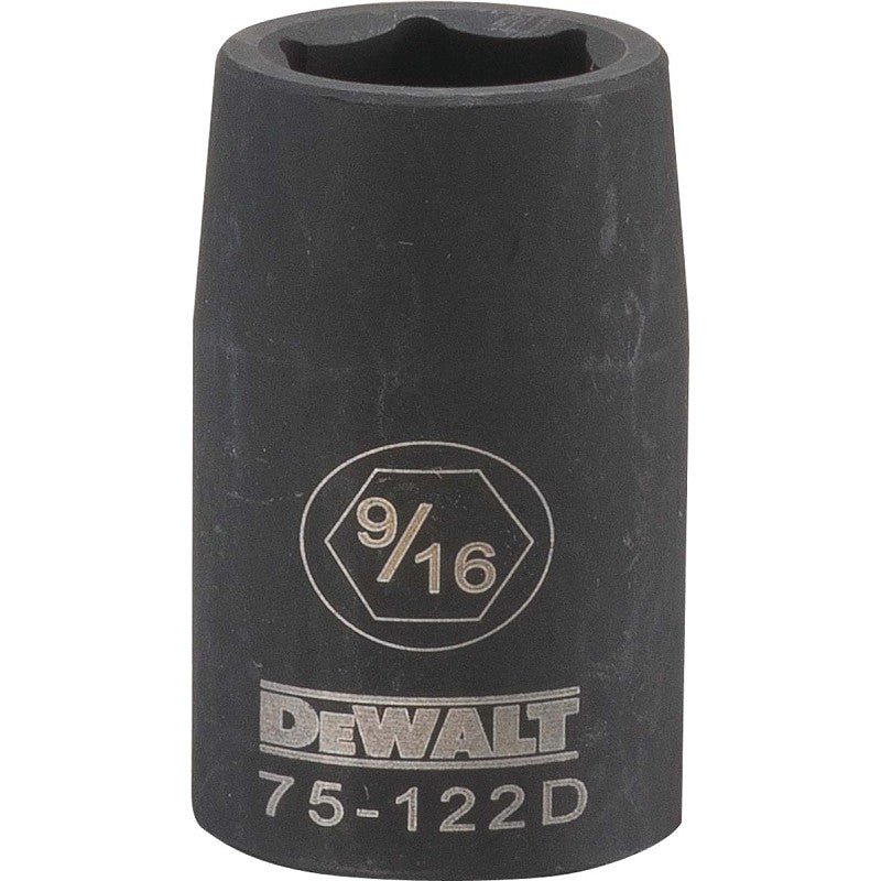 DEWALT DWMT75122OSP Deep Impact Socket, 9/16 in Socket, 1/2 in Drive, 6-Point, Steel, Black Oxide