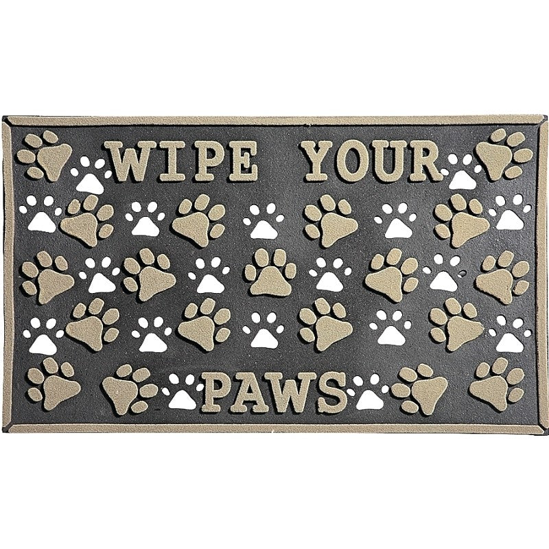 Simple Spaces 08ABSHE-55 Door Mat, 30 in L, 18 in W, Paw Imprint Pattern, Polyester Surface