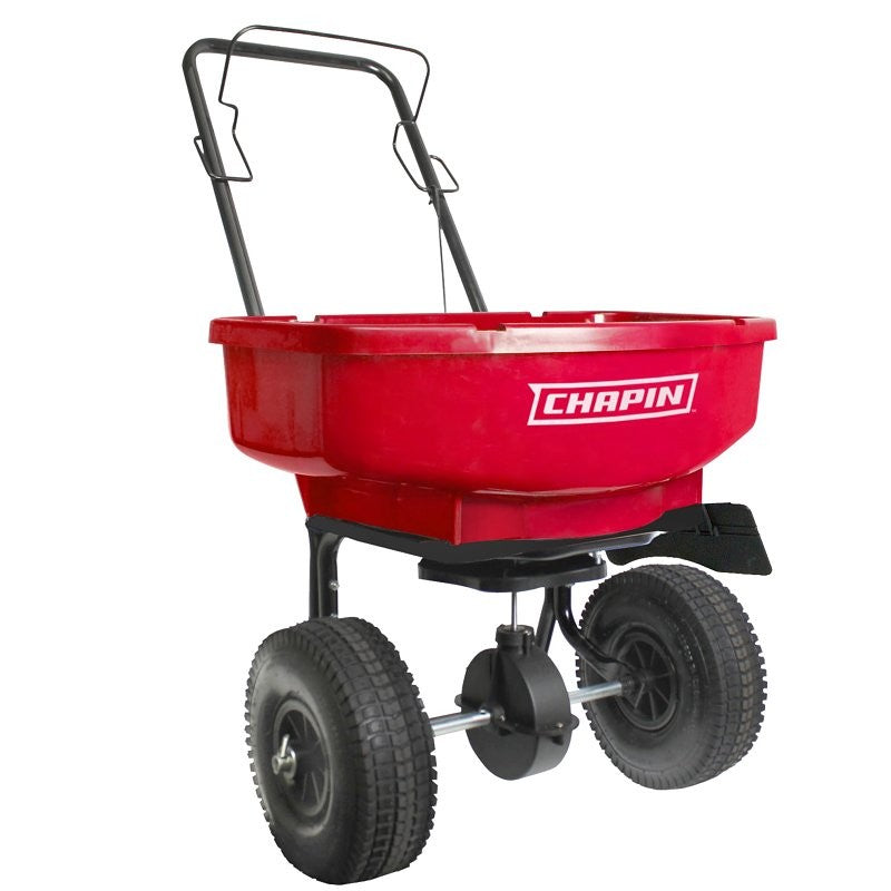 Chapin 81000A Residential Turf Spreader, 80 lb, Steel Frame, Poly Hopper, Pneumatic Wheel