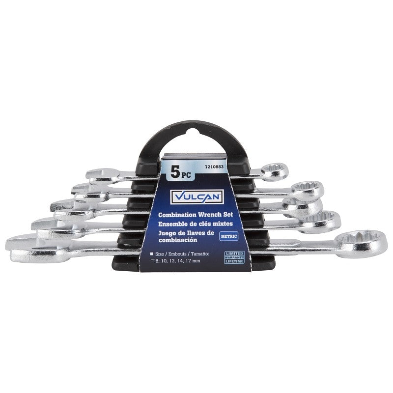 Vulcan JL16062 Combination Wrench Set, 5-Piece, Steel, Chrome, Silver