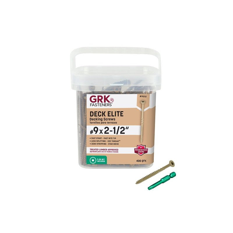 GRK Fasteners 19212 Deck Screw, #9 Thread, 2-1/2 in L, Steel, E-Coat, Bugle Head, Star Drive