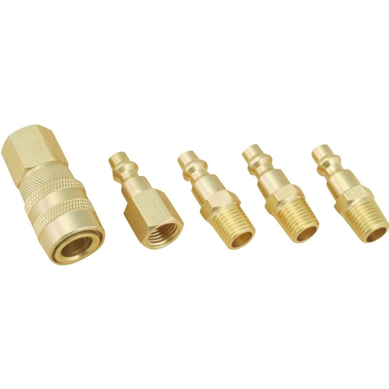 ProSource DZA019 Hose Coupler Set, 1/4 in, MNPT, Brass, Brass