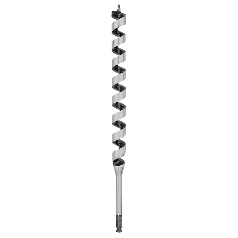 Irwin 3043014 Auger Drill Bit, 1-1/8 in Dia, 17 in OAL, Twist Flute, 1-Flute, 7/16 in Dia Shank