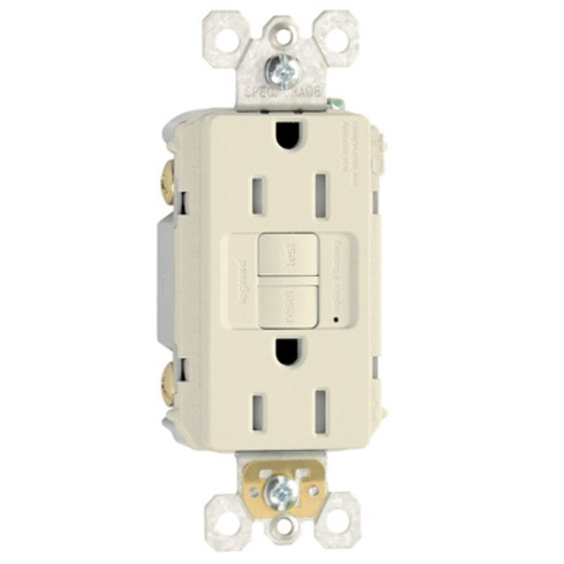 Pass & Seymour radiant Series 1597TRLACCD4 GFCI Duplex Receptacle, Nylon, Light Almond, 2-Pole, 15 A, 125 VAC