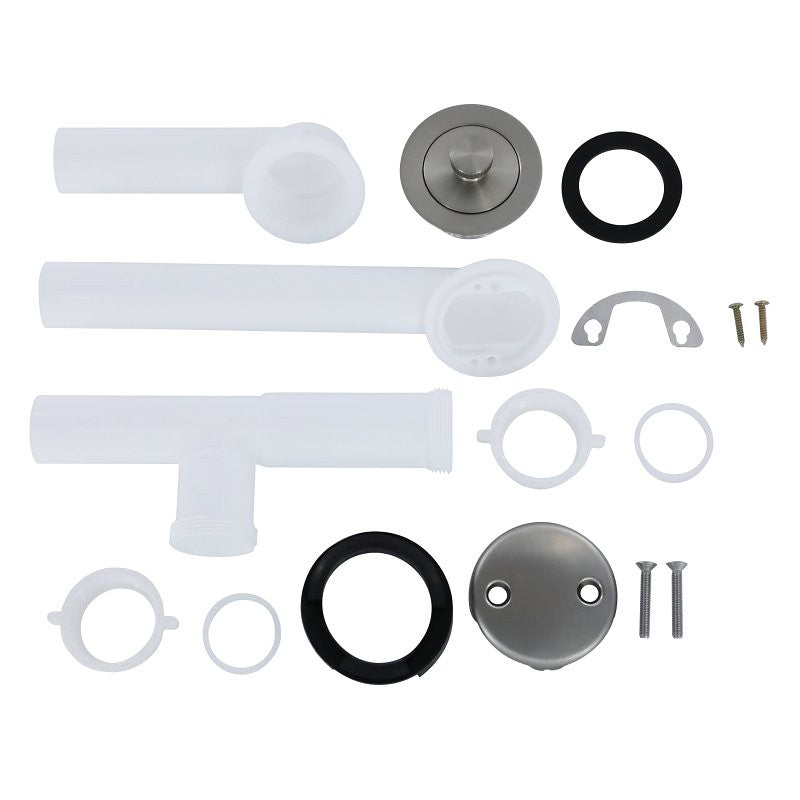 Danco 12100 Twist and Turn Tub Drain Kit, Plastic/Polypropylene, White, Brushed Nickel