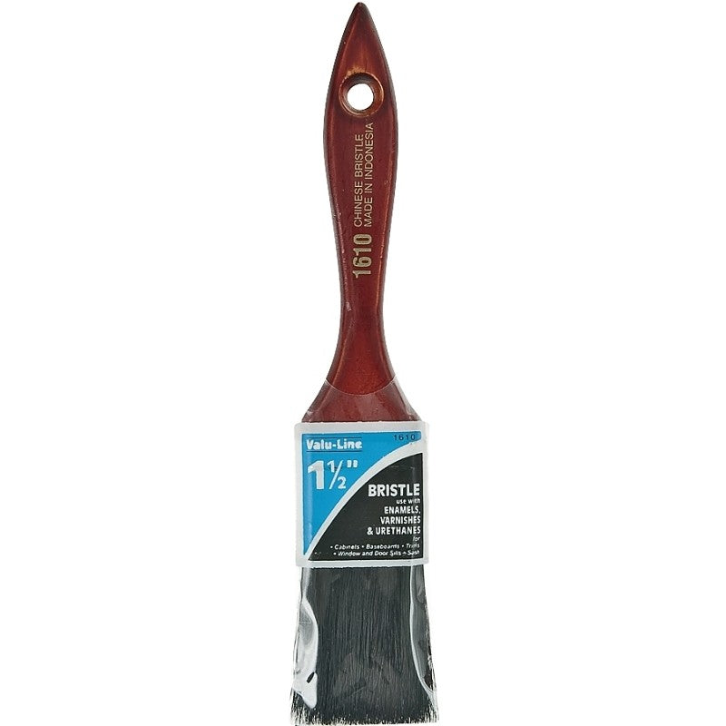 Linzer 1610-1.5 Varnish/Wall Brush, 1-1/2 in W, 2 in L Bristle, China Bristle, Varnish Handle