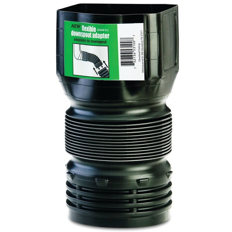 Amerimax ADP53102 Downspout Adapter, PVC, Black