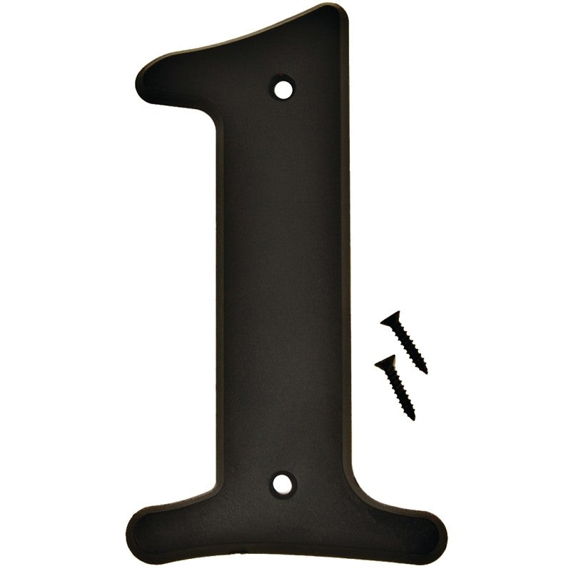 Hy-Ko 30200 Series 30201 House Number, Character: 1, 6 in H Character, Black Character, Plastic (Pack of 5)