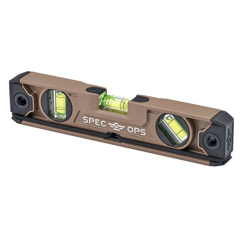 Spec Ops SPEC-TLEVEL Torpedo Level, 10 in L, 3-Vial, Magnetic, Aluminum, Black/Flat Dark Earth