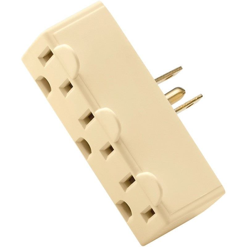 Eaton Wiring Devices BP1147V Outlet Adapter, 2-Pole, 15 A, 125 V, 3-Outlet, Ivory, NEMA: NEMA 5-15R