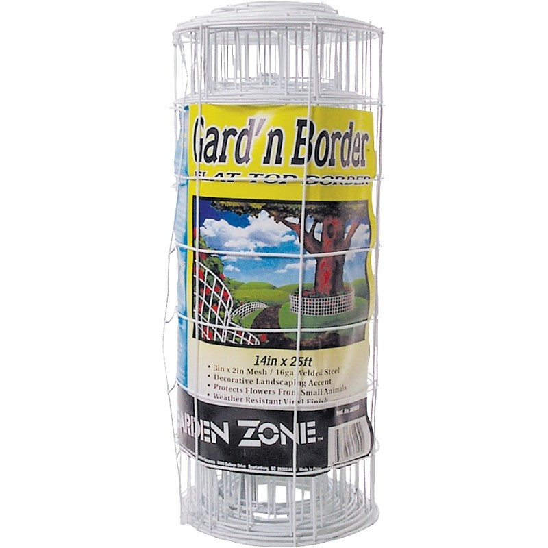 Jackson Wire 13015331 Flower Fence, 25 ft L, 14 in H, Galvanized Steel, White