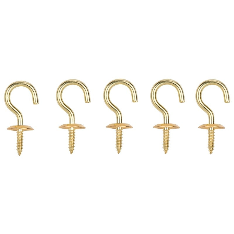 ProSource LR-383-PS Cup Hook, 5/16 in Opening, 3 mm Thread, 1-1/8 in L, Brass, Brass