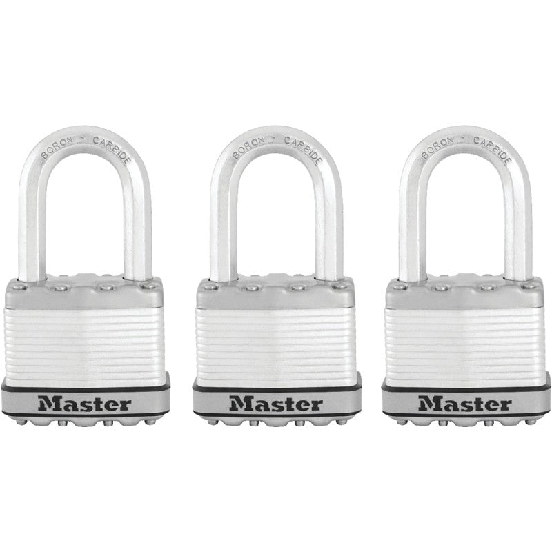 Master Lock Magnum Series M5XTRILF Padlock, Keyed Alike Key, 3/8 in Dia Shackle, 1-1/2 in H Shackle, Zinc, 2 in W Body