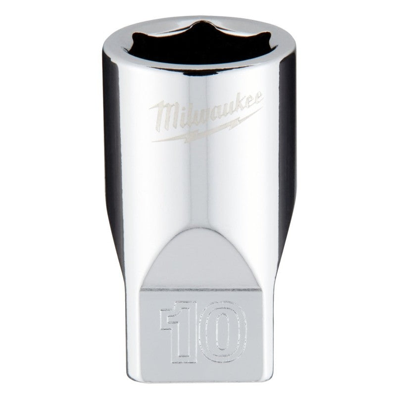 Milwaukee 45-34-9036 Socket, 10 mm Socket, Standard Socket, 4.921 in OAL, 1/4 in Drive, 6-Point, Chrome Vanadium Steel