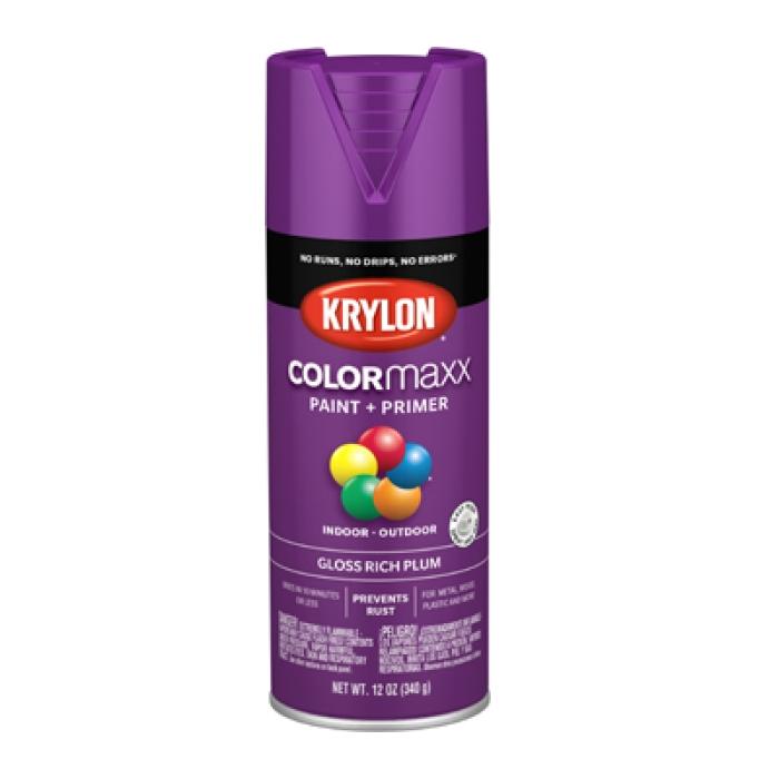 Krylon K05536007 Enamel Spray Paint, Gloss, Plum, 12 oz, Can