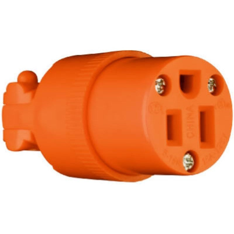 Pass & Seymour 6887OCC10 Electrical Connector, Heavy-Duty, 2-Pole, 15 A, 125 V, NEMA: NEMA 5-15R, Orange