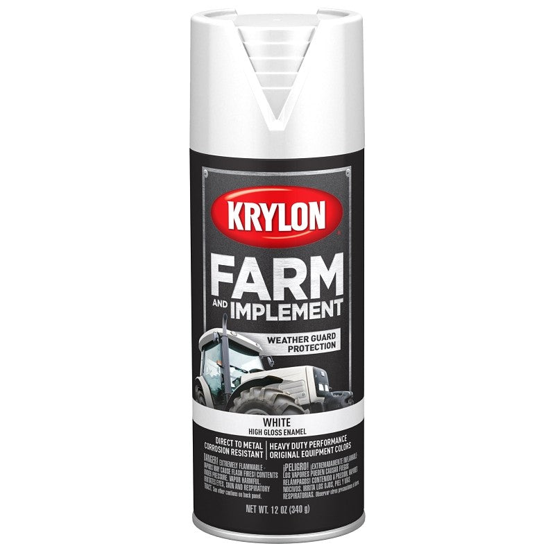 Krylon K01937007 Farm Equipment Spray, Gloss, White, 12 oz (Pack of 6)
