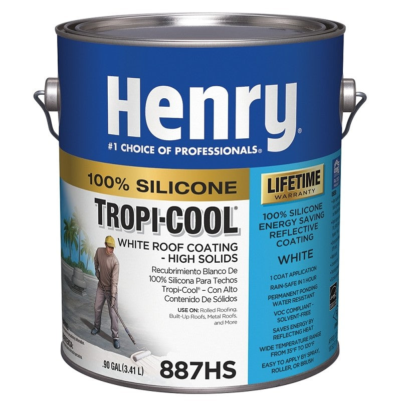 Henry Tropi-Cool Series HE887HS042 Roof Coating, White, 0.9 gal Pail, Liquid