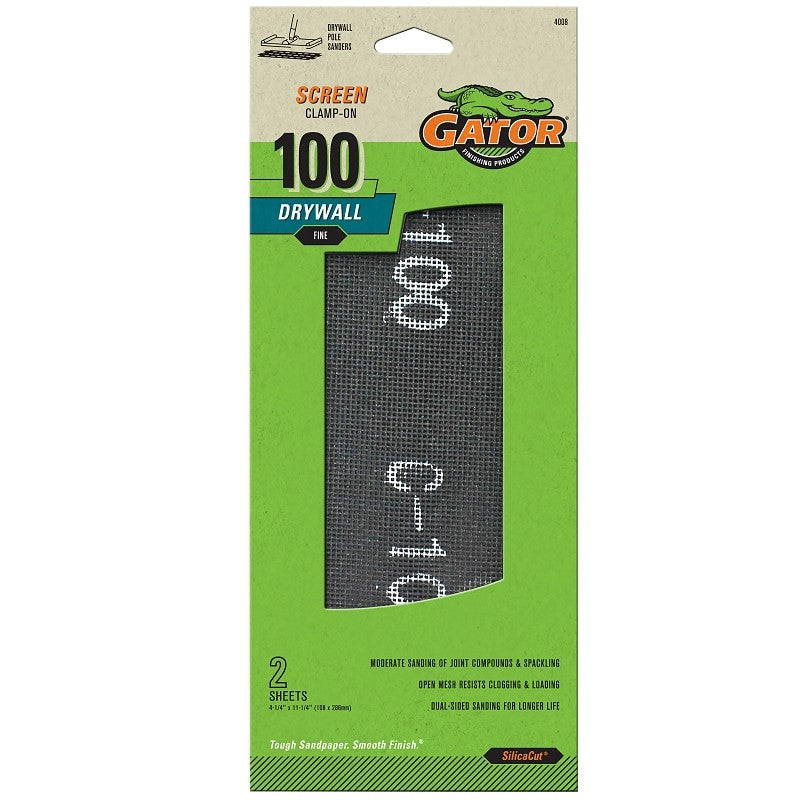 Gator 4008 Sandscreen, 11-1/4 in L, 4-1/4 in W, 100 Grit, Medium, Silicon Carbide Abrasive