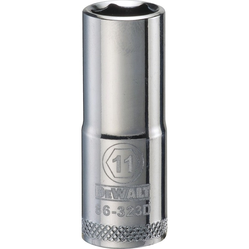 DEWALT DWMT86323OSP Drive Socket, 11 mm Socket, 3/8 in Drive, 6-Point, Vanadium Steel, Polished Chrome