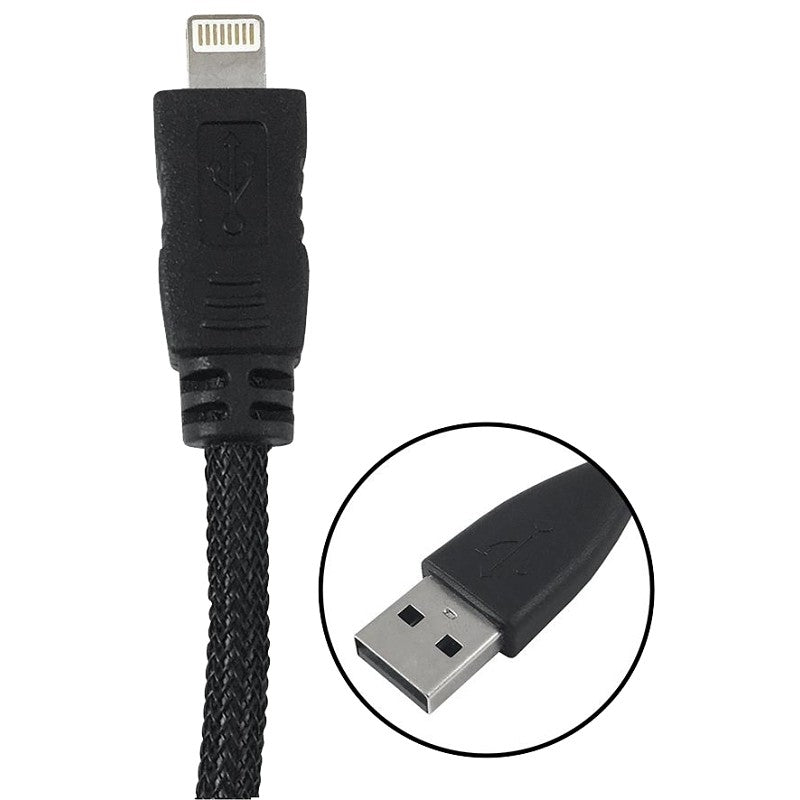 Zenith PM1003U8BB Lightning Cable, 8-Pin, USB A, Black, 3 ft L