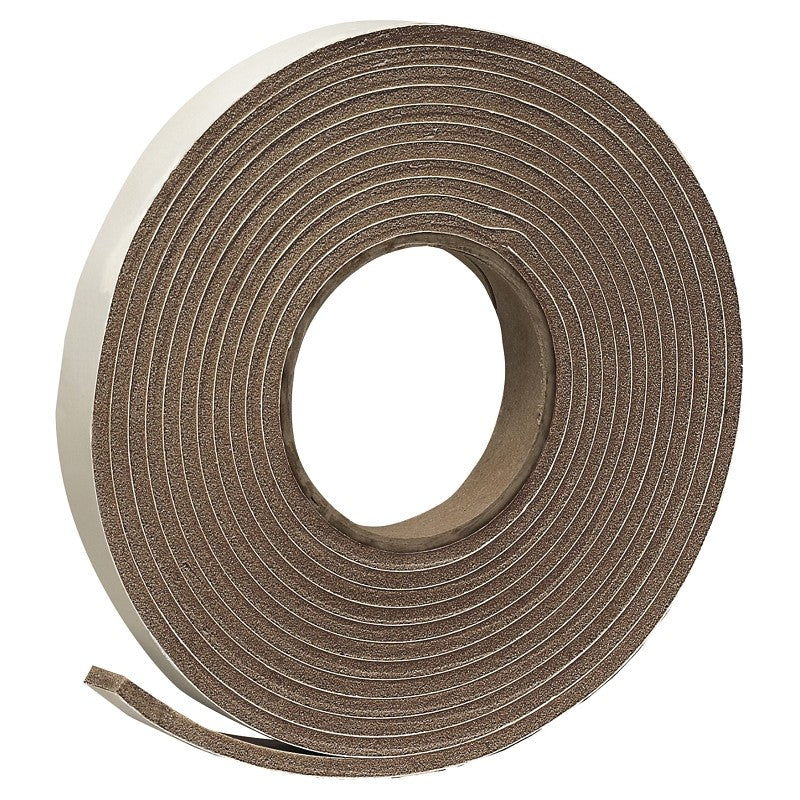 Frost King V449BH Weatherseal Tape, 3/4 in W, 17 ft L, 3/16 in Thick, Vinyl Foam, Brown