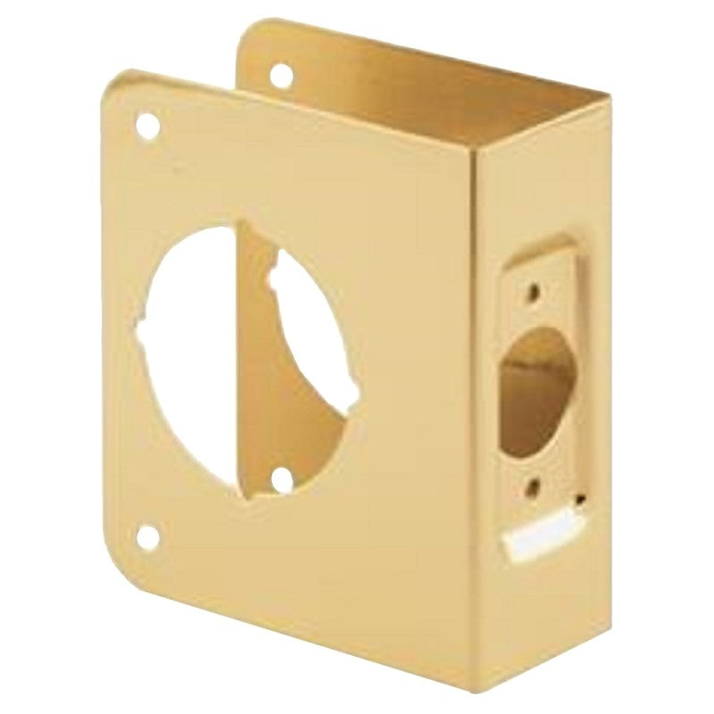 Defender Security U 9544 Door Reinforcer, 2-3/8 in Backset, 1-3/4 in Thick Door, Solid Brass, Brass, 4-1/2 in H