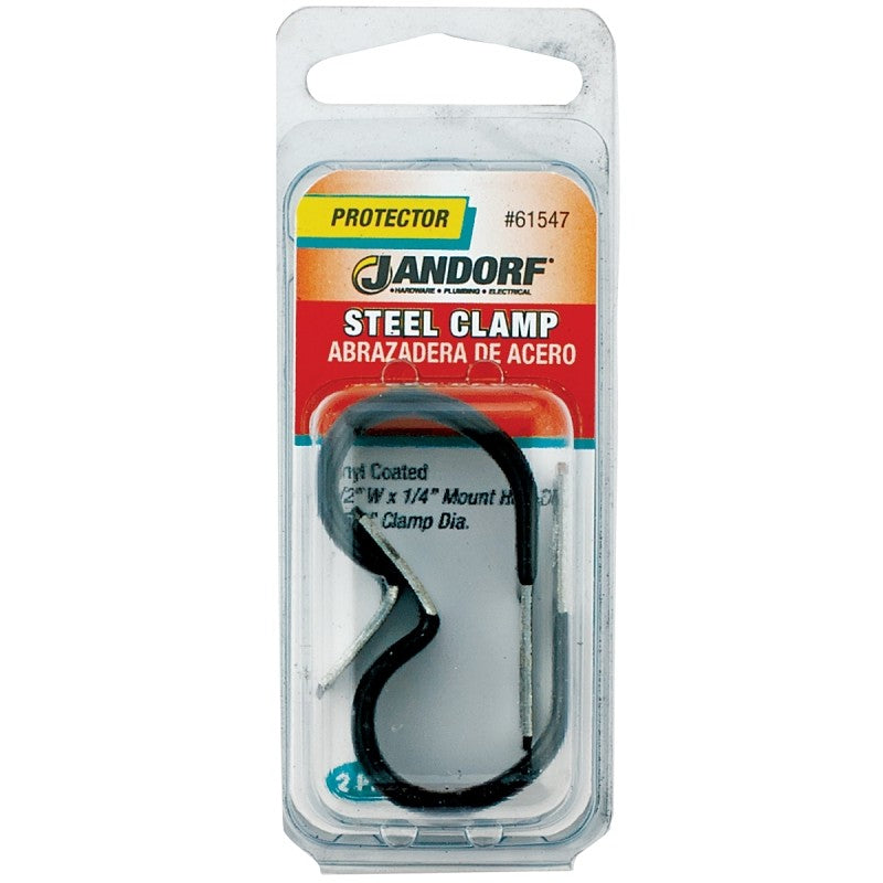 Jandorf 61547 Loom Clamp, 5/8 in Max Bundle Dia, 1/2 in W, Steel/Vinyl, Black