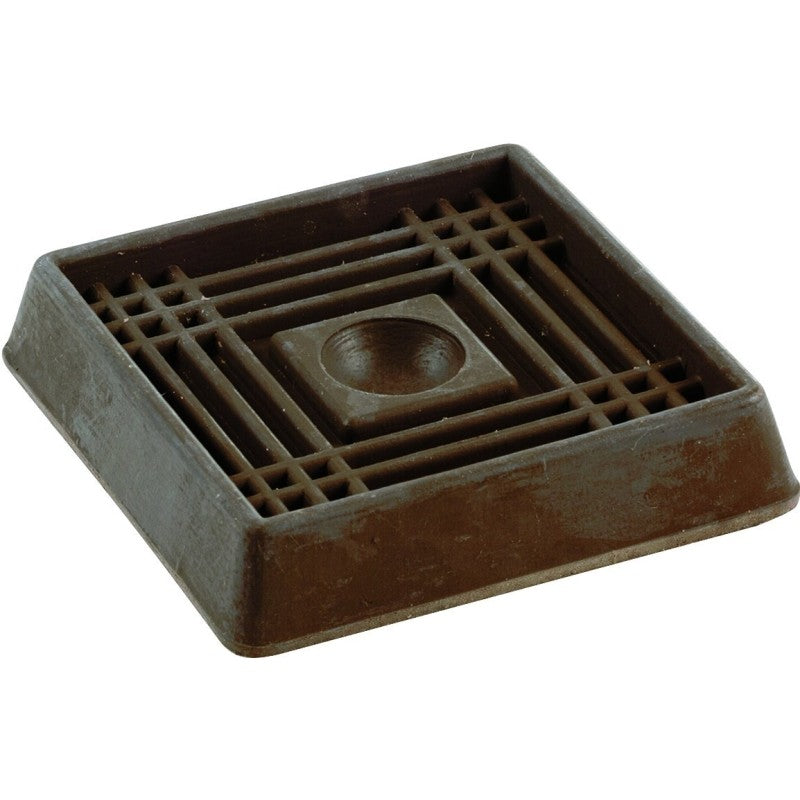 Shepherd Hardware 9074 Caster Cup, Square, 1-5/8 in Dimensions, Rubber, Brown, 4/PK (Pack of 6)