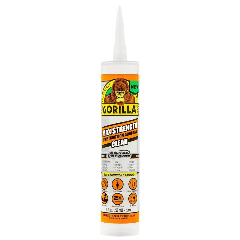 Gorilla 8212302 Construction Adhesive, Clear, 9 oz Cartridge