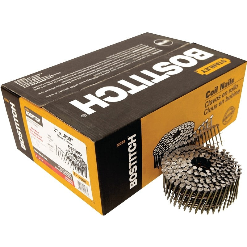 Bostitch C6P99D Series Framing Nail, Wire Collation, 2 in L, Steel, Ring Shank, 3600/PK