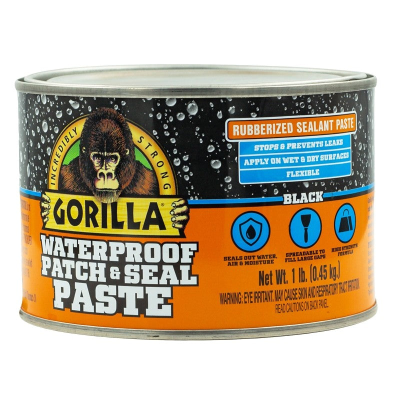 Gorilla 109404 Patch and Seal Rubberized Sealant, Paste, Black, 1 lb