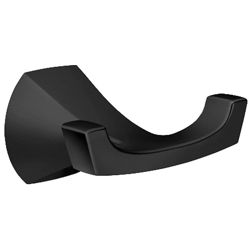 Moen Lindor Series MY8703BL Robe Hook, 2-Hook, Zinc, Matte, Wall Mounting