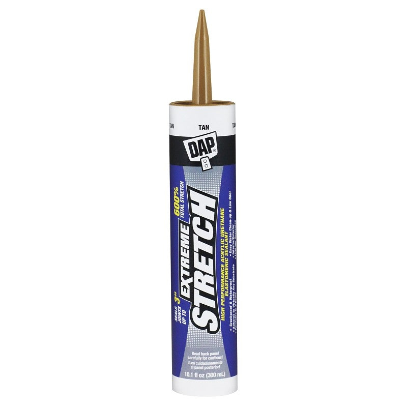 DAP EXTREME STRETCH 7079818718 Premium Elastomeric Sealant, Tan, 24 hr Curing, 40 to 100 deg F, 10.1 fl-oz Cartridge (Pack of 12)