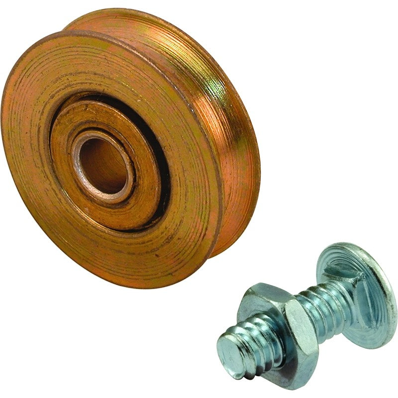 Prime-Line D 1502 Door Roller, 1/4 in ID x 1-1/4 in OD Dia Roller, 5/16 in W Roller, Steel, Tan, 2-Roller