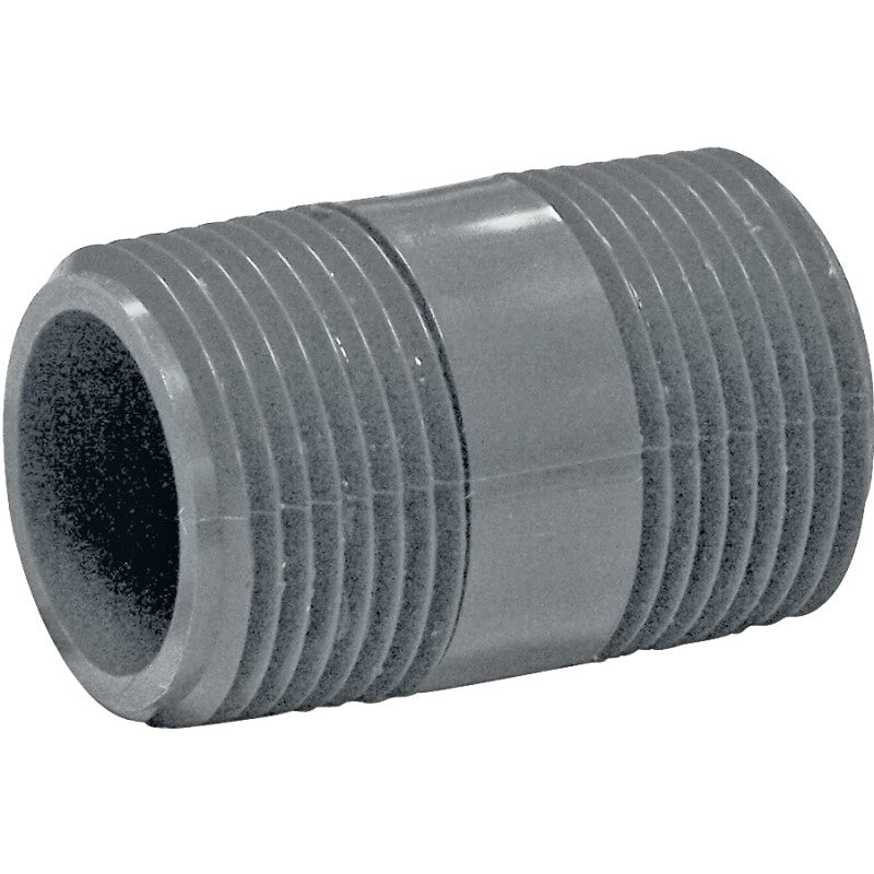 GENOVA P-1-2 Pipe Nipple, 1 in, NPT, PVC, Gray, SCH 80 Schedule, 2 in L
