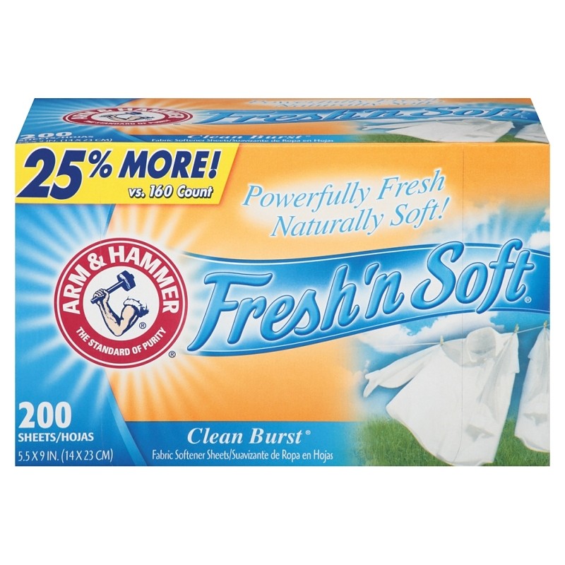 Arm & Hammer Fresh'n Soft 14997 Dryer Sheet, Clean Burst (Pack of 6)