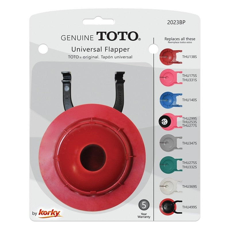 Korky 2023BP Toilet Flapper, Rubber, Red, For: 3 in TOTO Models, 3 in Flush Valves Opening