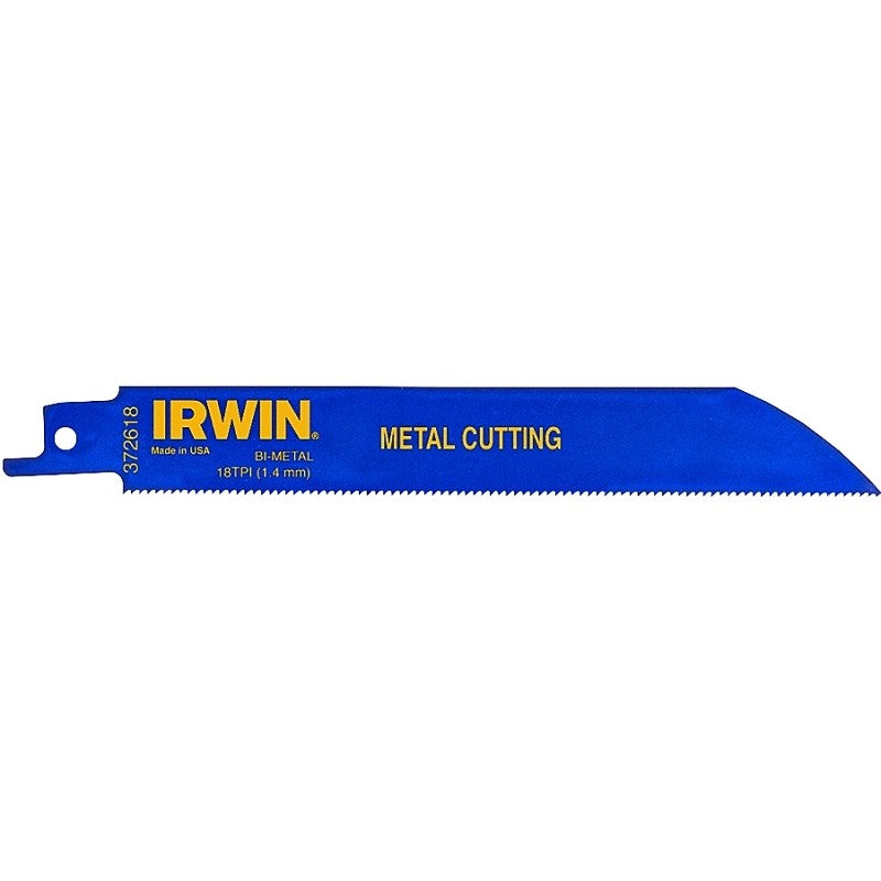 Irwin 372618B Reciprocating Saw Blade, Applicable Materials: Sheet Metal, Stainless Steel, 3/4 in W, 6 in L