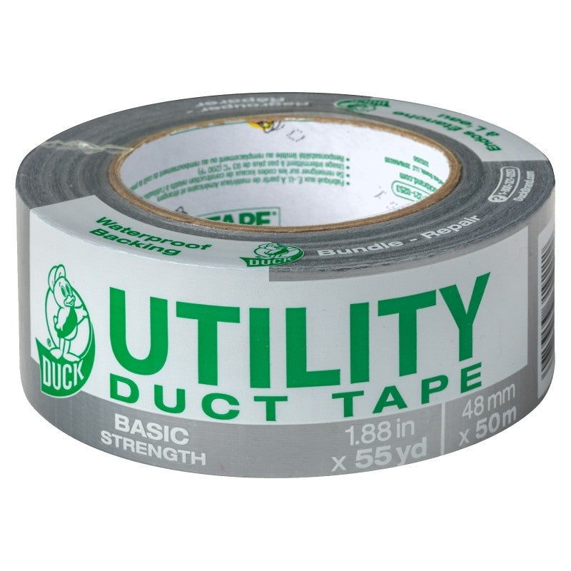 Duck 1118393 Duct Tape, 55 yd L, 1.88 in W, Silver