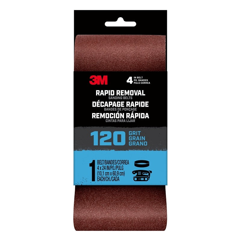 3M 27403 Sanding Belt, 4 in W, 36 in L, 120 Grit, Aluminum Oxide Abrasive