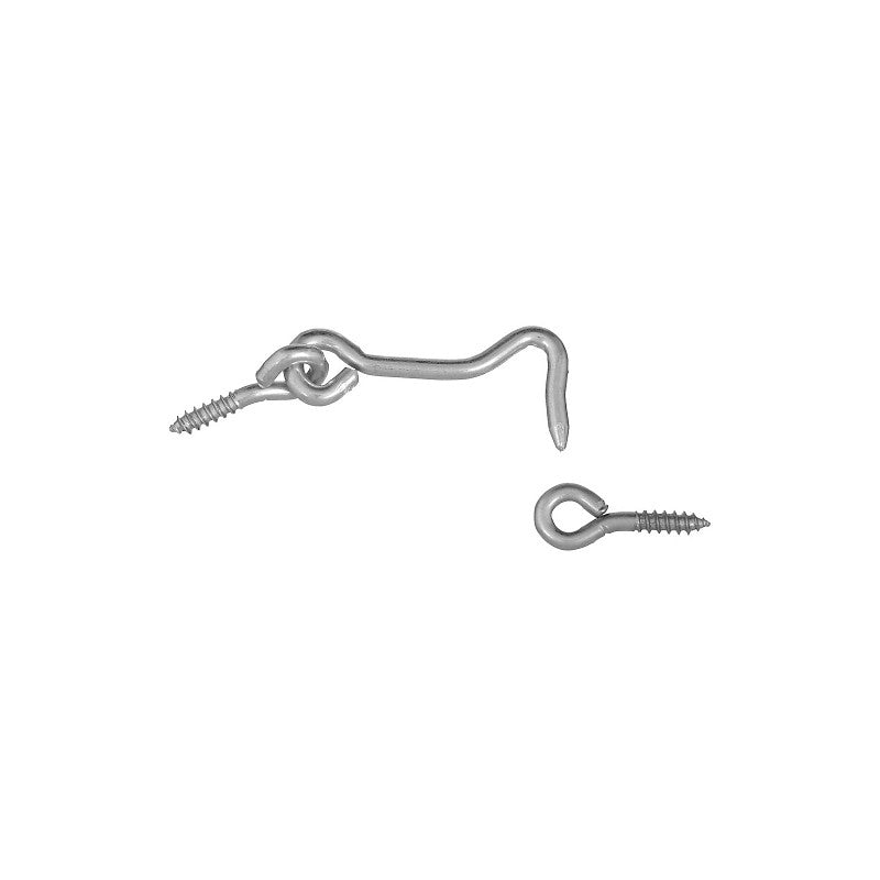 National Hardware V2000 Series N117-911 Hook and Eye, 2 in L Dimensions, Steel, Zinc, 2/PK
